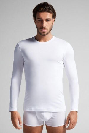 Intimissimi Long-Sleeve Stretch Supima Katoenen Top Wit | YNLVQ28730