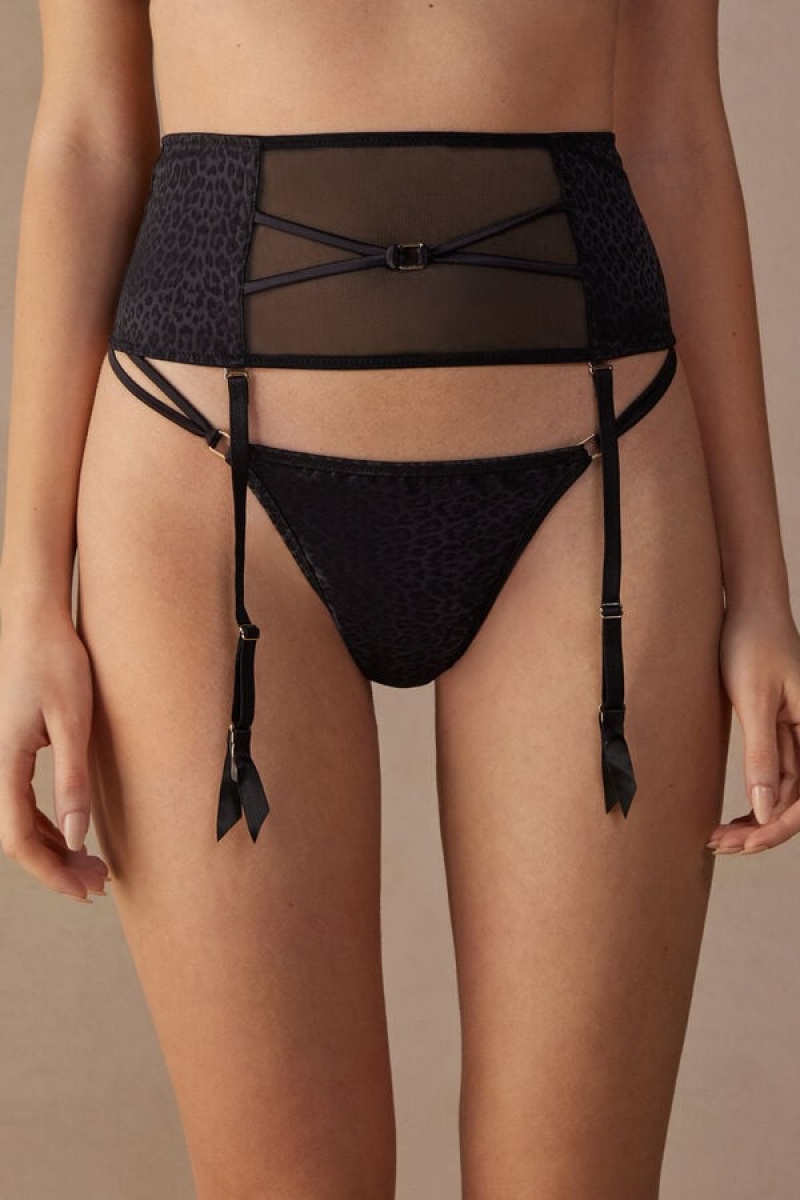 Intimissimi Cool Minimal Garter Belt Zwart | NLZDE30021