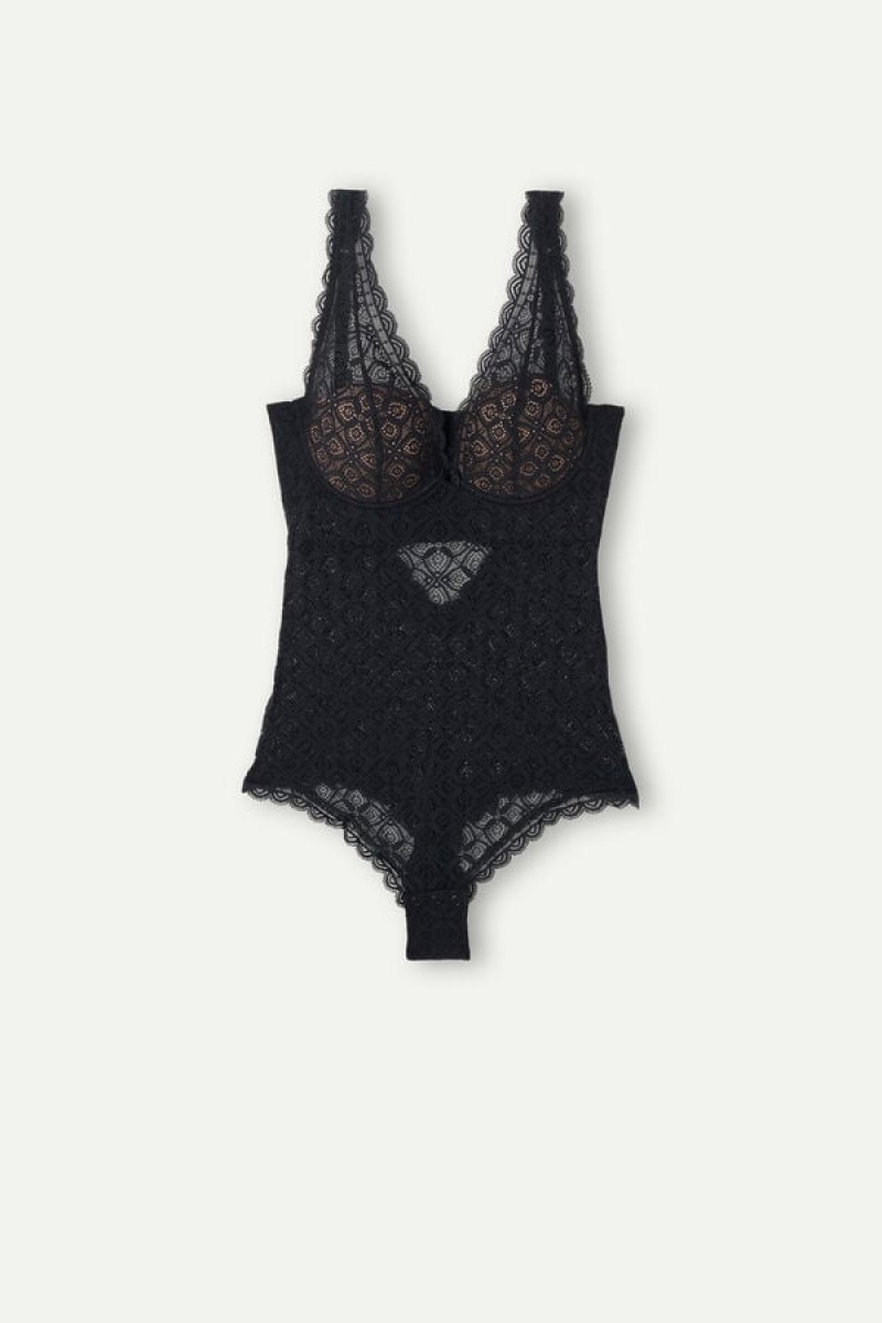 Intimissimi Eleonora Kanten Bodysuit Zwart | NLJZR35880