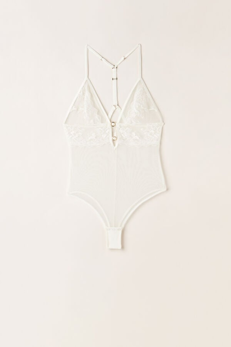 Intimissimi Fearless Femininity Tulle and Kanten Bodysuit Wit | NLICD21857