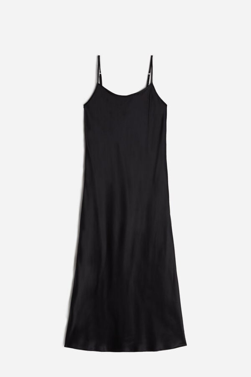 Intimissimi Midi-Length Slip in Silk Zwart | ZNLMJ92227