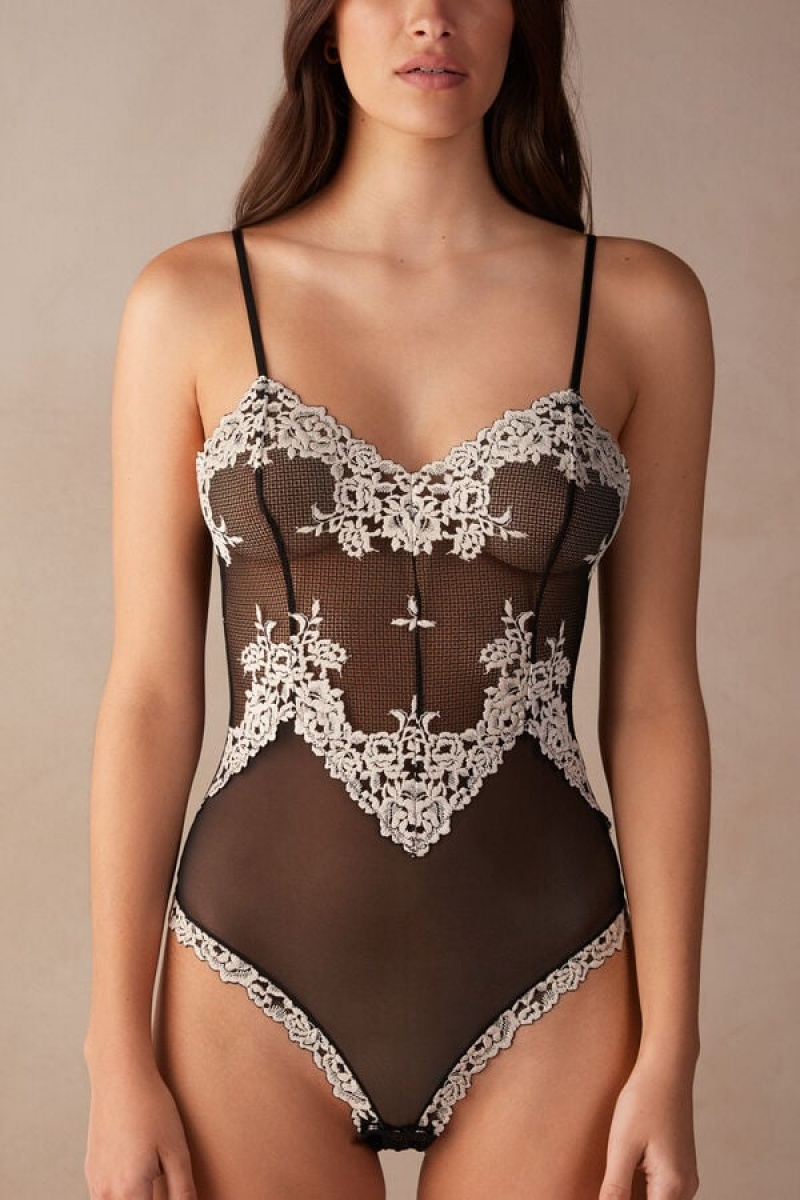 Intimissimi Pretty Flowers Tulle and Kanten Bodysuit Gekleurd | QNLUV12632