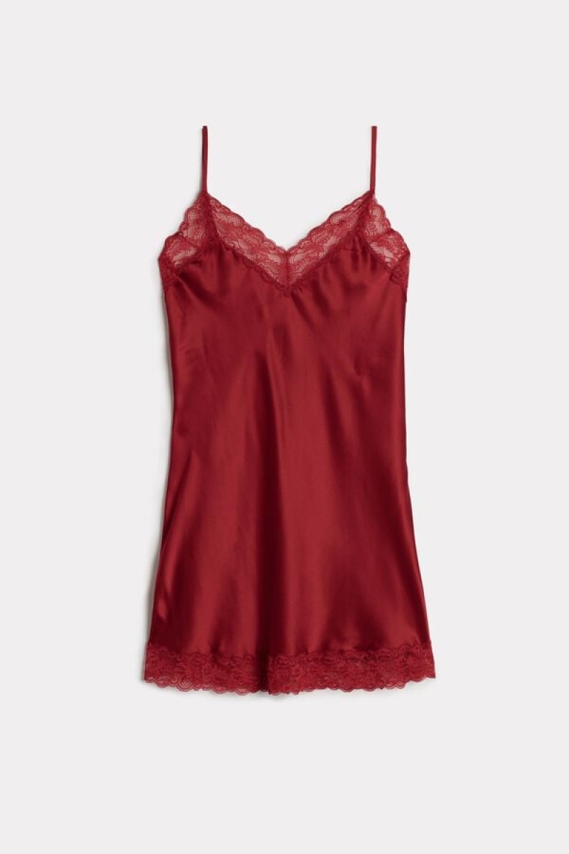 Intimissimi Silk Slip with Kanten Insert Detail Rood | QNLUV78037