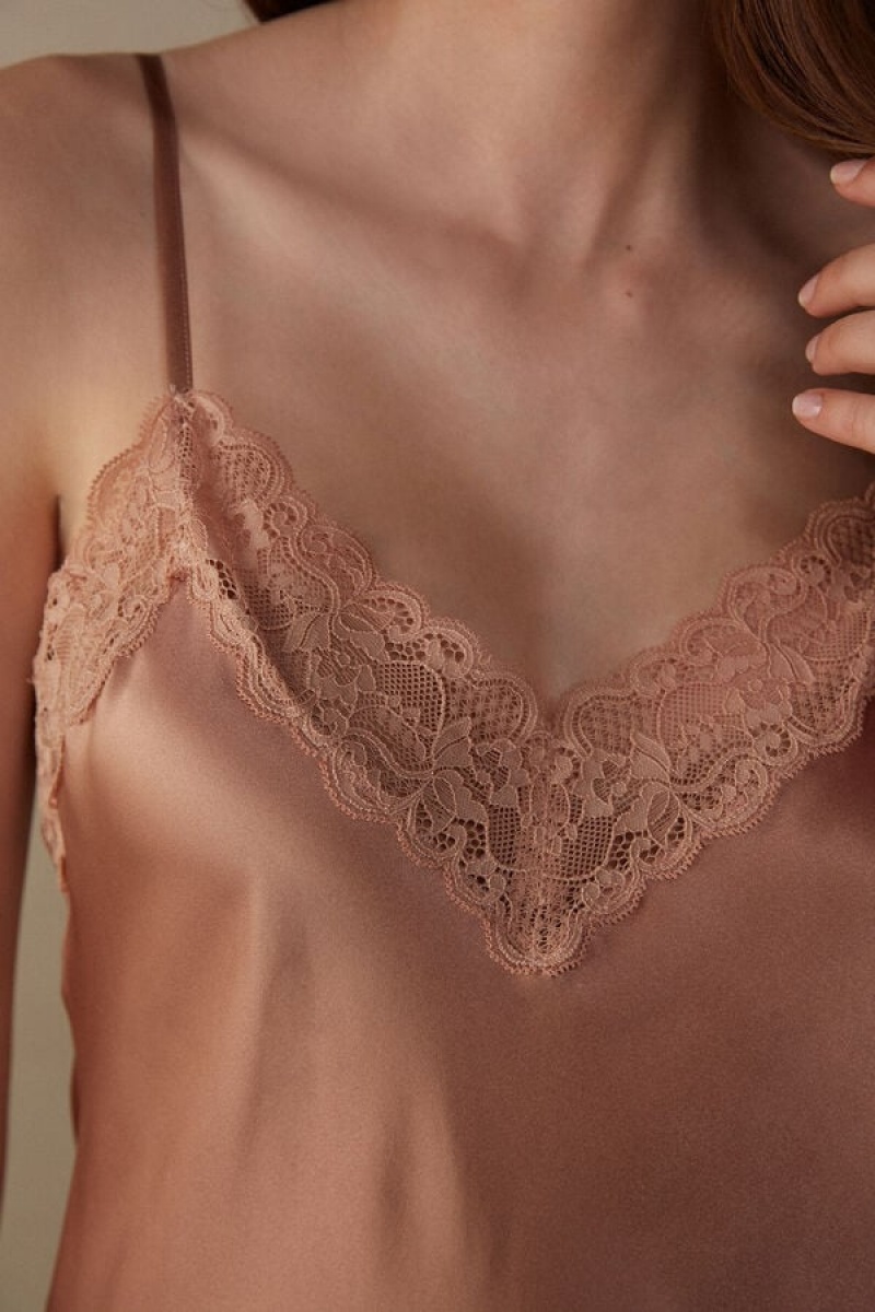 Intimissimi Silk Slip with Kanten Insert Detail Natural | NLIIZ68095