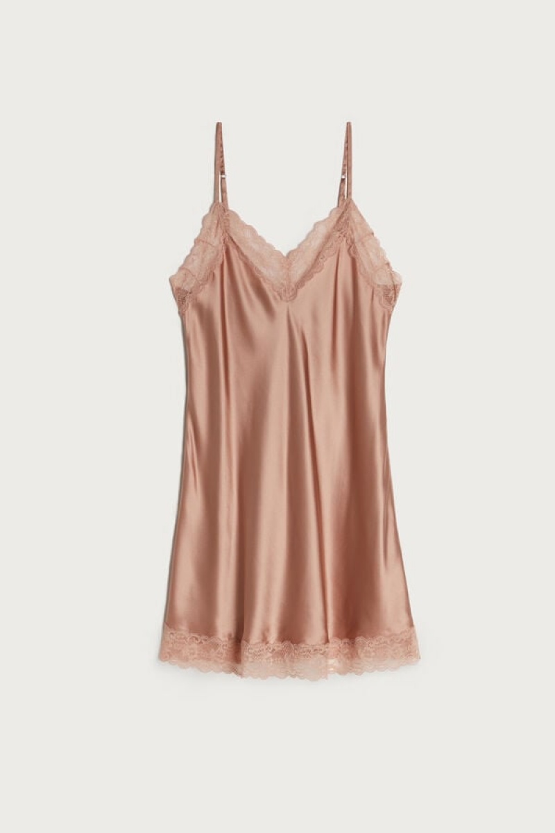 Intimissimi Silk Slip with Kanten Insert Detail Natural | NLIIZ68095