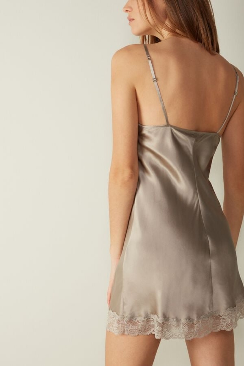 Intimissimi Silk Slip with Kanten Insert Detail Natural | NLQAV70196