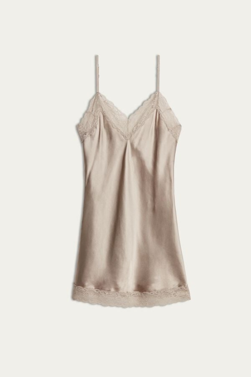 Intimissimi Silk Slip with Kanten Insert Detail Natural | NLQAV70196