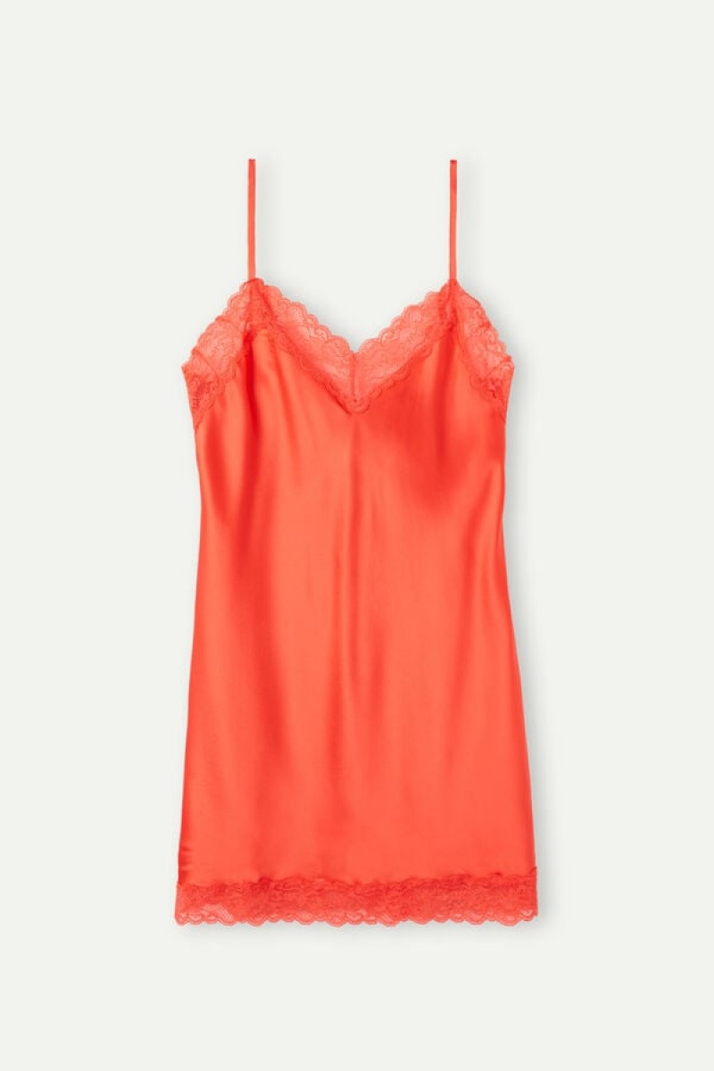 Intimissimi Silk Slip with Kanten Insert Detail Oranje | ENLHC10955