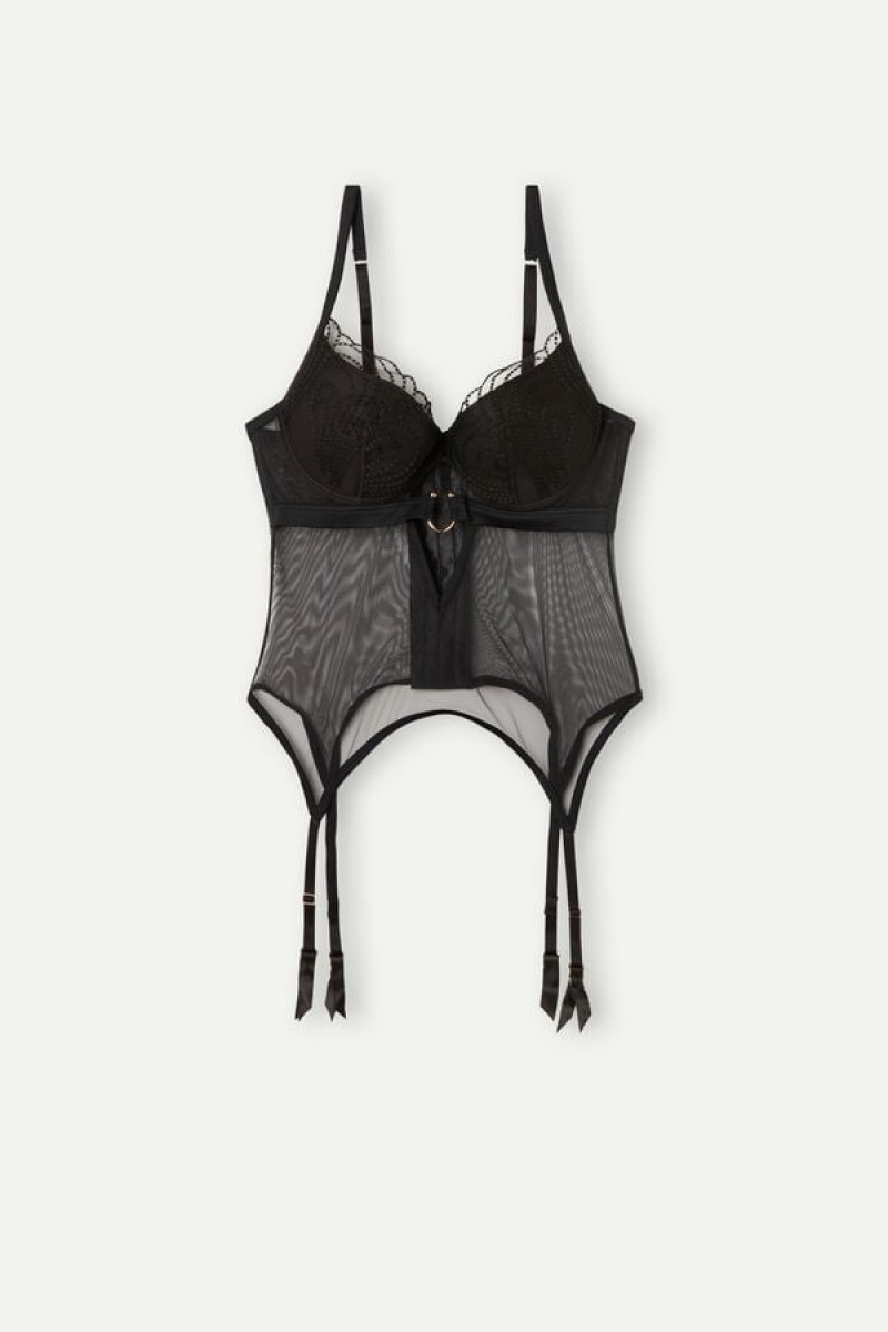 Intimissimi Steal the Show Guipure Demi-Cup Bra Zwart | NLJZR93870