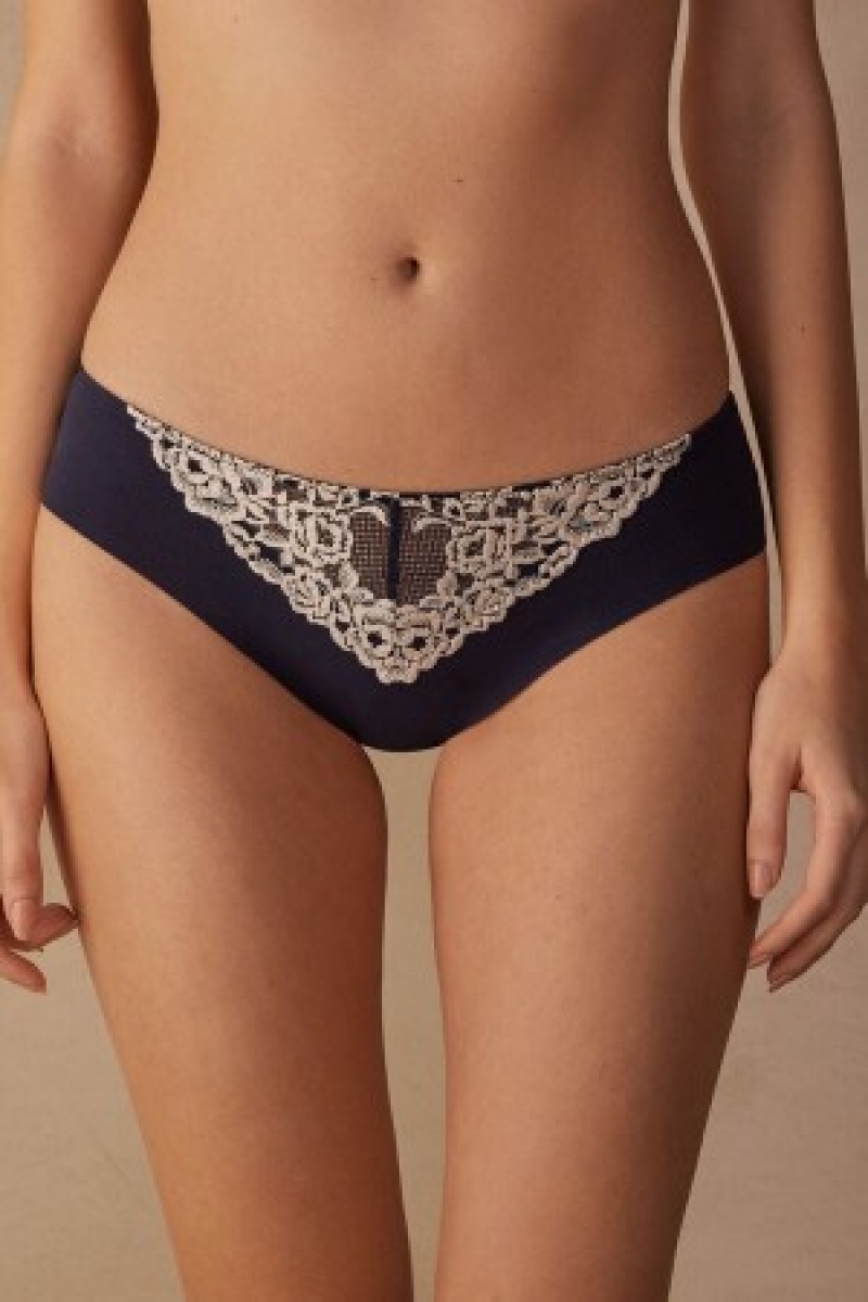 Intimissimi Pretty Flowers Seamless Katoenen Panties Blauw | NLICD89193