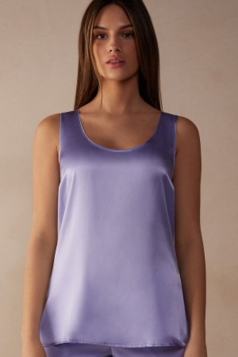 Intimissimi Silk and Modal Tank Top Violet | NLICD99934