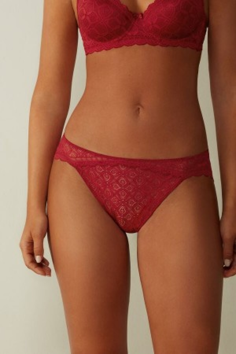 Intimissimi Low Rise Kanten Panties Rood | NLDFL19591