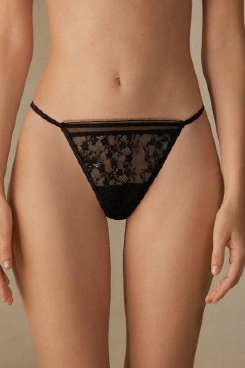 Intimissimi Luxury Treats String String Zwart | UNLTG47840