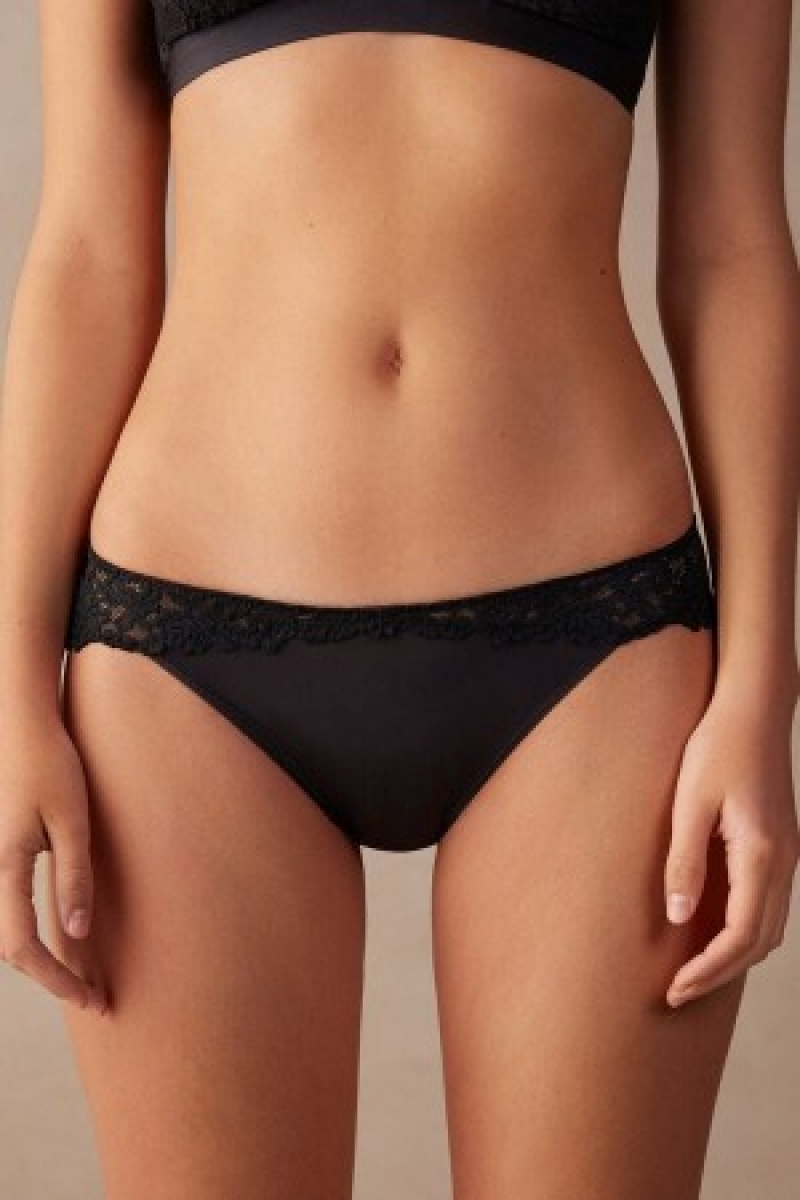 Intimissimi Pretty Flowers Panties Zwart | NLCVG69970