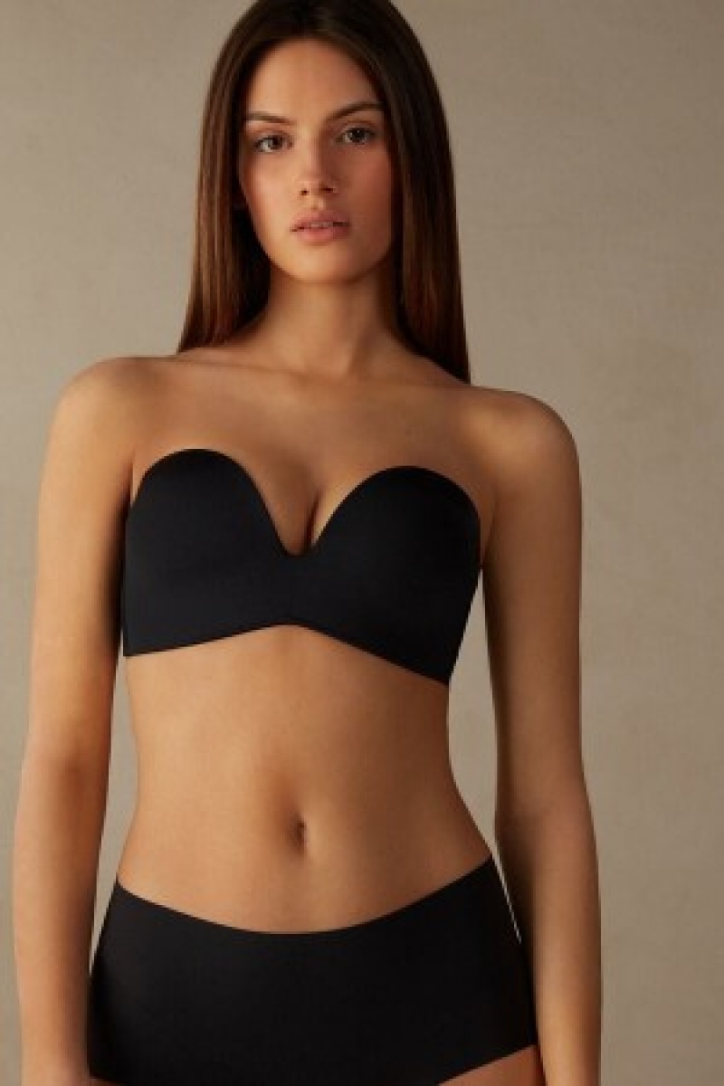 Intimissimi Laura Microfiber Bandeau Bra Zwart | QNLUV94143