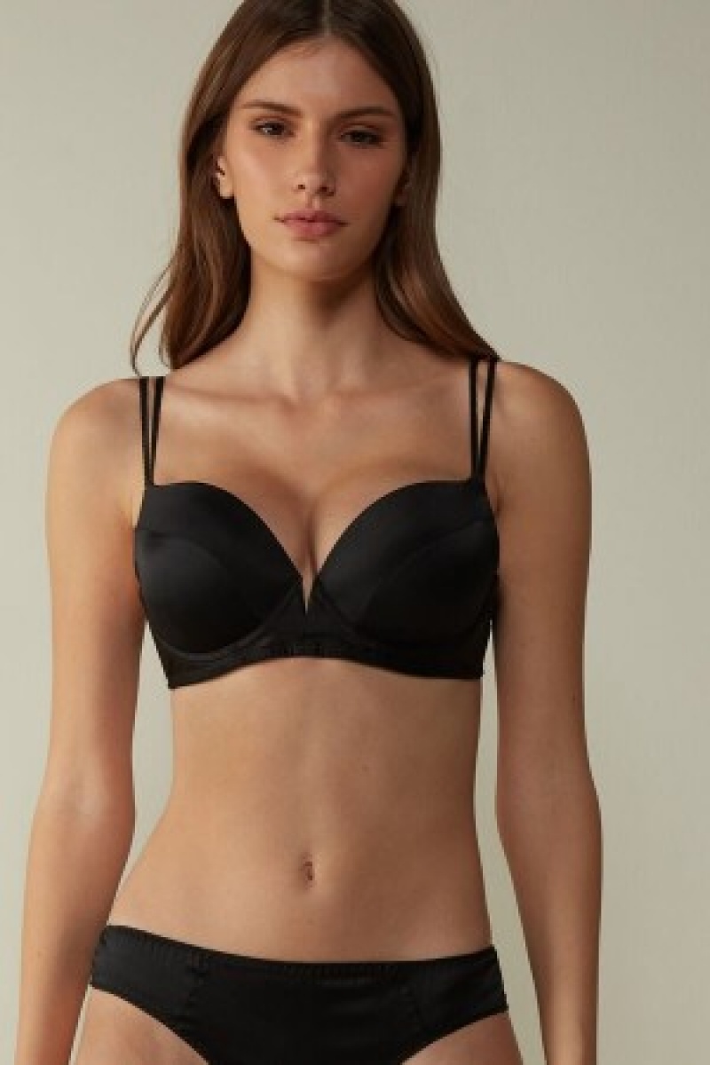 Intimissimi Mia Silk Super Push-Up Bra Zwart | ANLWC93614