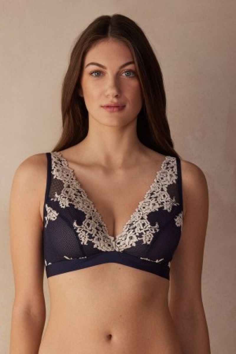 Intimissimi Pretty Flowers Lara Triangle Bra Blauw | TNLWZ70916