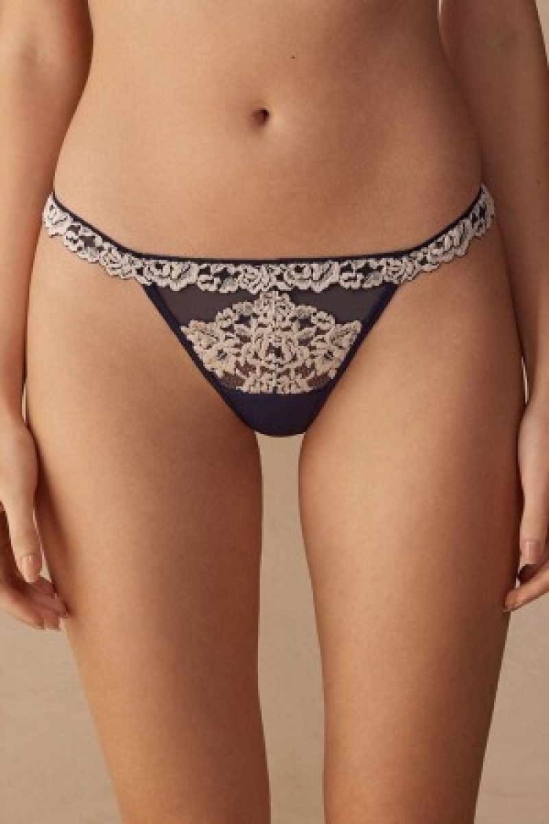 Intimissimi Pretty Flowers String String Blauw | BNLSO11396