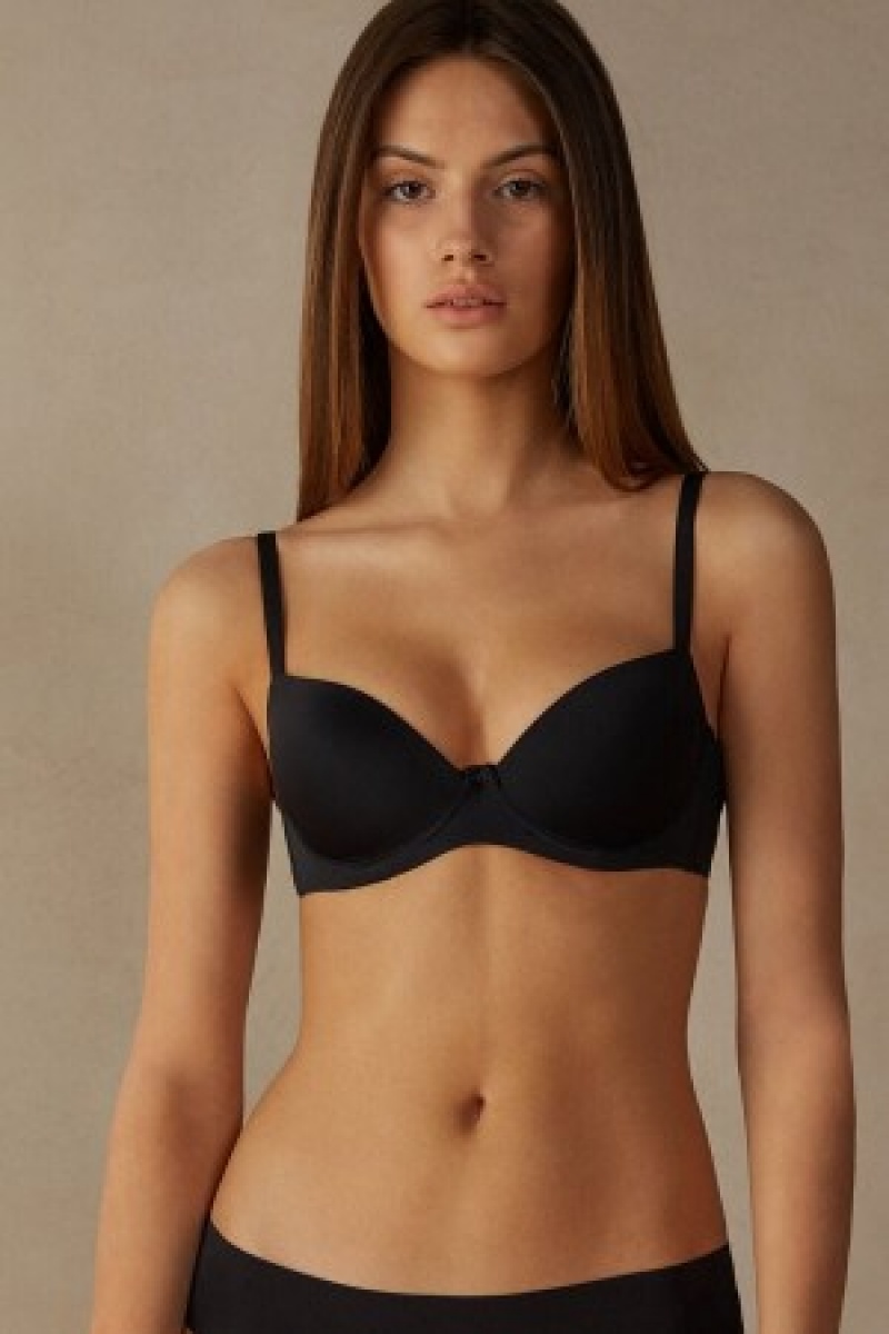 Intimissimi Sofia Microfiber Gewatteerd Balconette Bra Zwart | TNLPQ11918