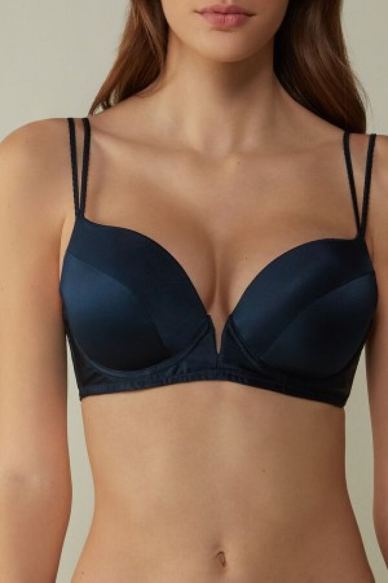 Intimissimi Mia Silk Super Push-Up Bra Blauw | NLQCS16650