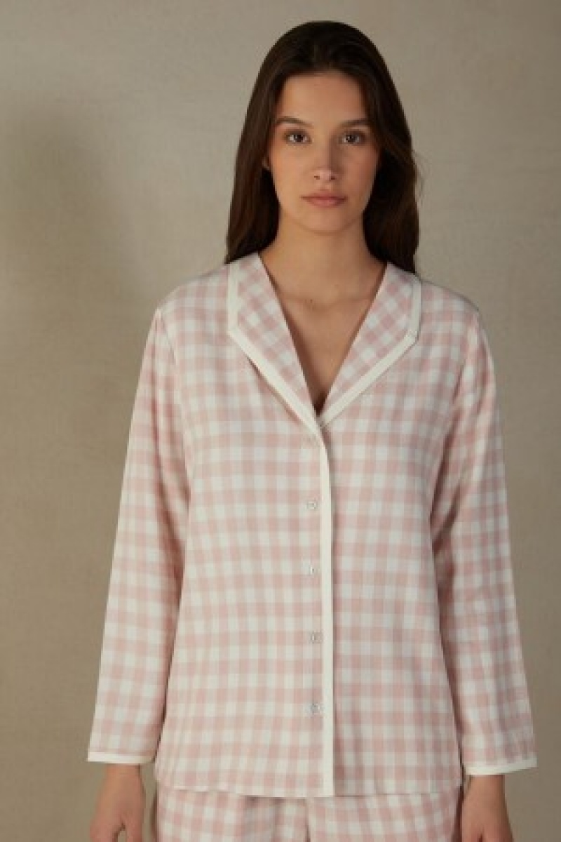 Intimissimi Gingham Lover Shirt in Brushed Cloth Wit | NLIIZ16186