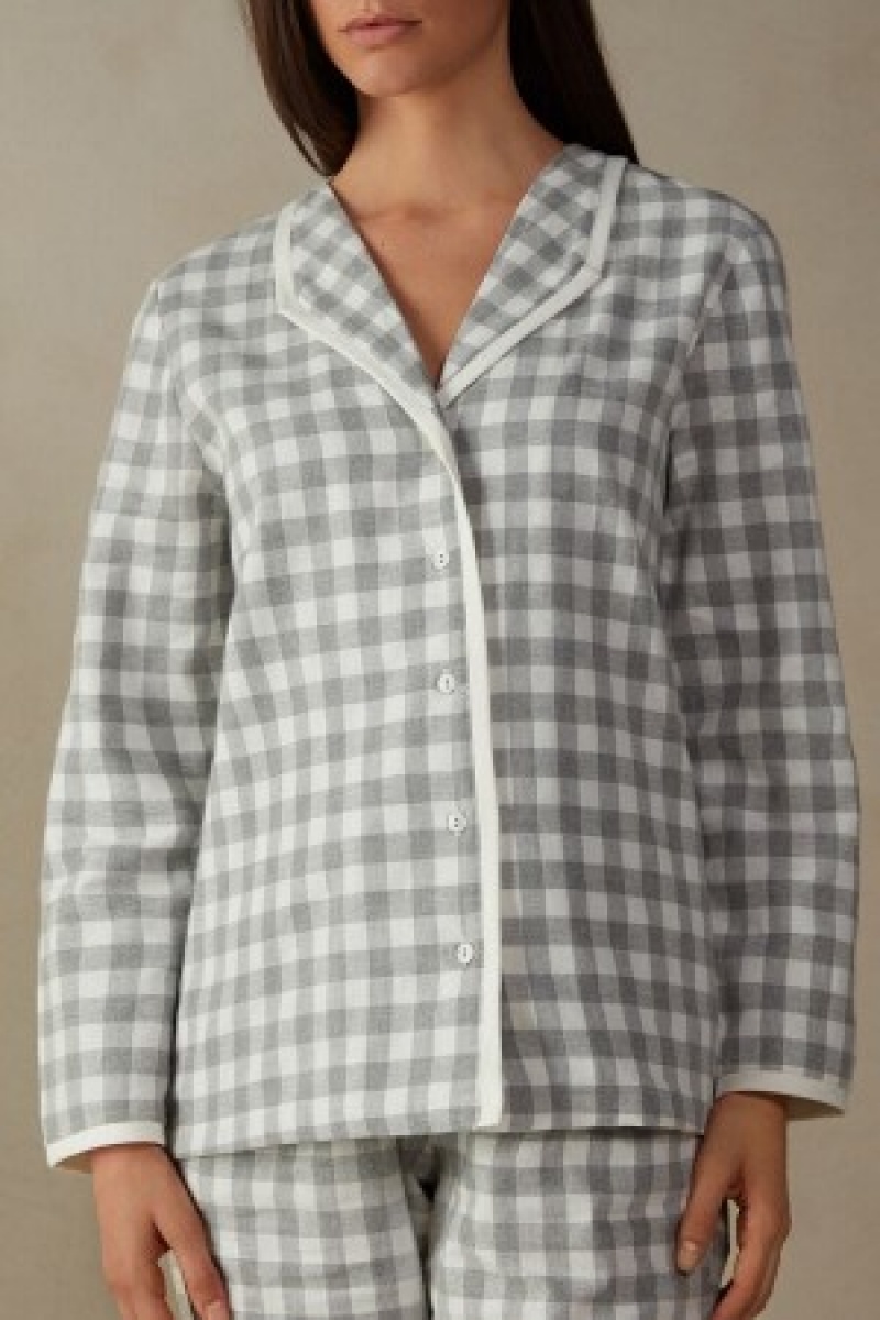 Intimissimi Gingham Lover Shirt in Brushed Cloth Wit | ENLHC33665