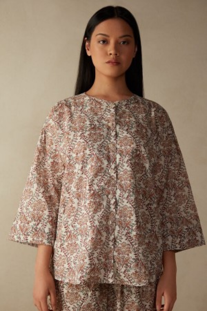 Intimissimi Spices Garden Long Sleeve Trui with Opening in Front Floral | NLCIF65456