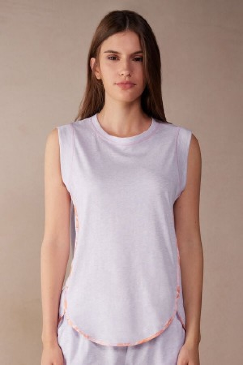 Intimissimi Iris and Apricot Ultrafresh Supima® Katoenen Tank Top Violet | ENLHC27480