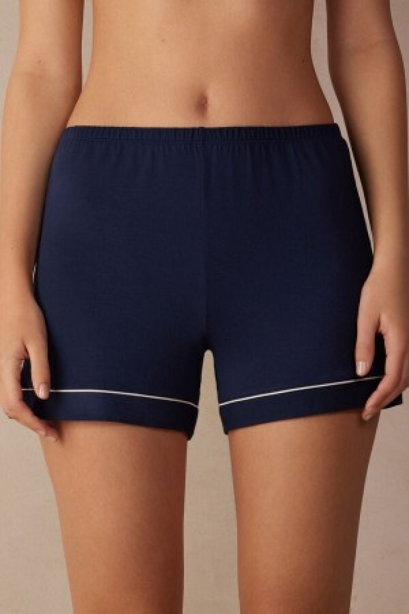 Intimissimi Modal Shorts with Contrast Trim Blauw | ENLVG66376