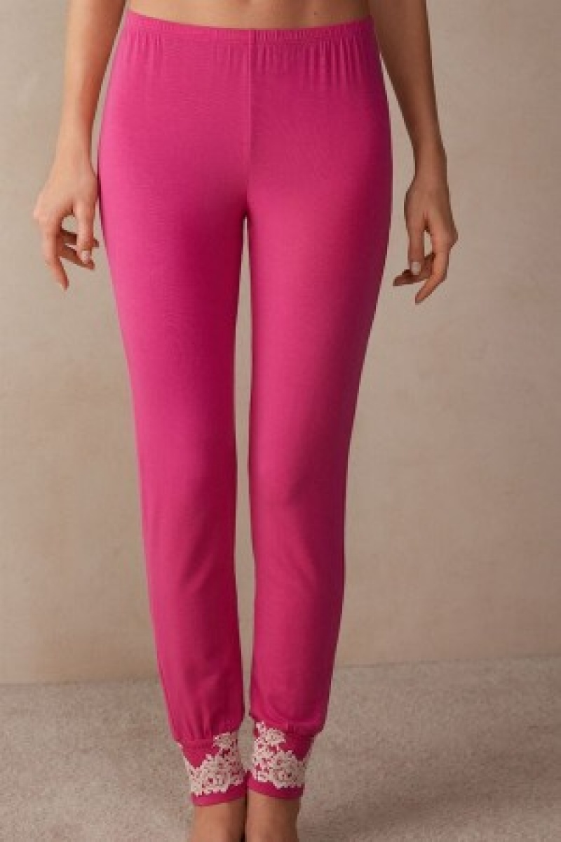 Intimissimi Pretty Flowers Full Length Cuffed Modal Pants Roze | UNLND58326