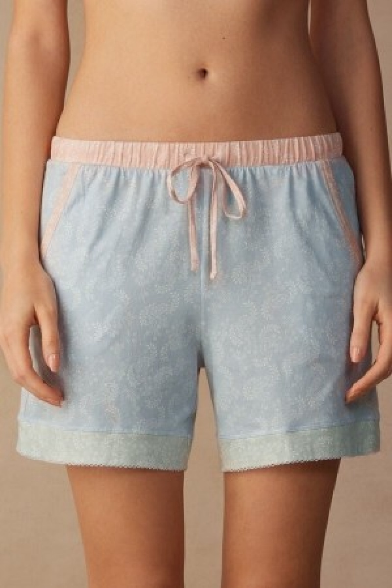 Intimissimi Romantic Cashmere Katoenen Shorts Lichtblauw | PNLQX12855