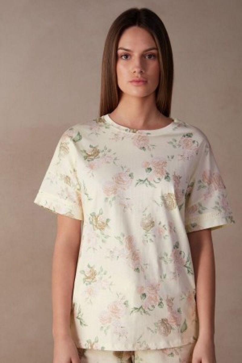 Intimissimi Scent of Roses Kort Sleeve Katoenen T-shirt Print | NLXMI44182