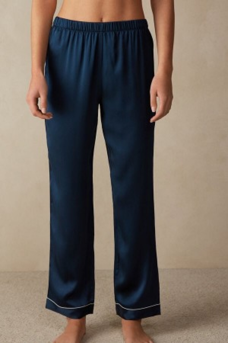 Intimissimi Silk Satin Pajama Pants Blauw | DNLVO54410