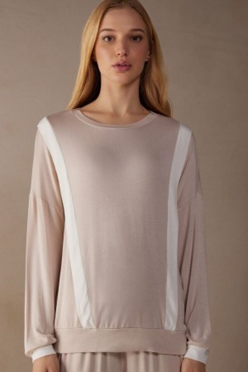 Intimissimi Simple Elegance Long Sleeve Top in Modal Roze | ANLDF37445