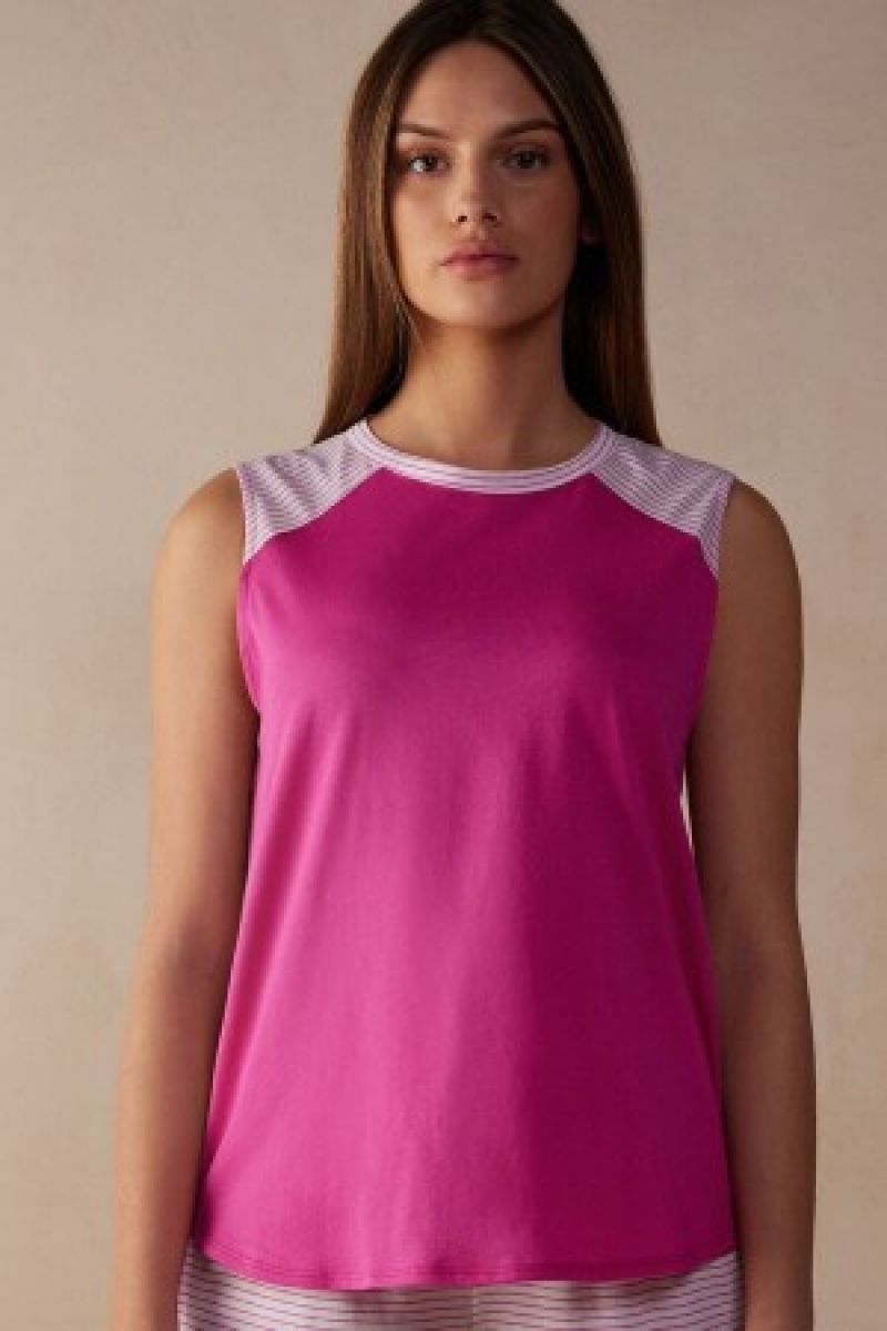 Intimissimi Strawberry Milkshake Tank Top in Supima® Ultrafresh Katoenen Roze | DNLKV75455