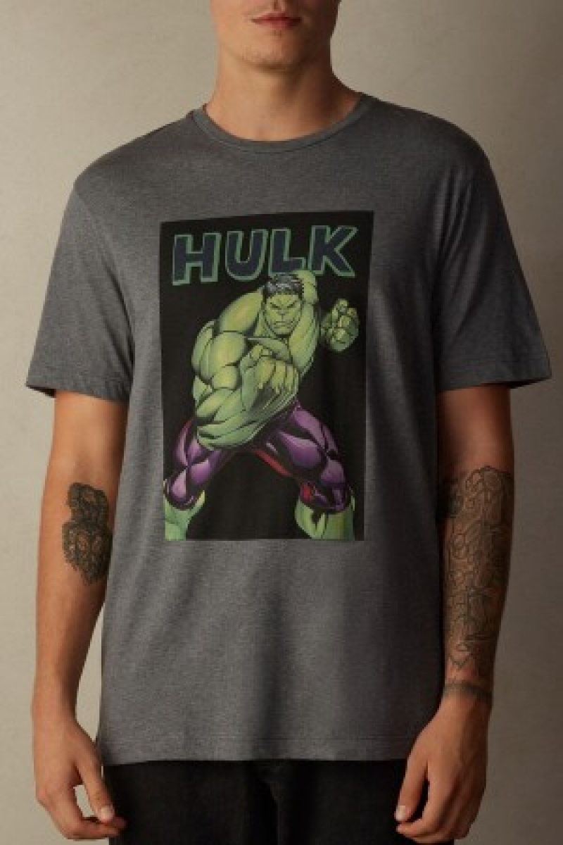 Intimissimi Hulk Print T-shirt Donkergrijs | BNLSD63403