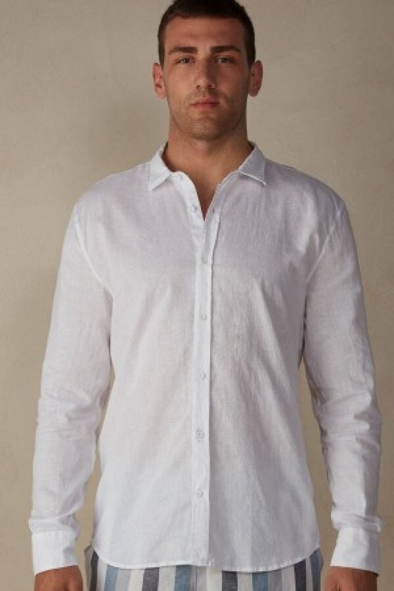 Intimissimi Linen and Katoenen Shirt Wit | ANLDF45526