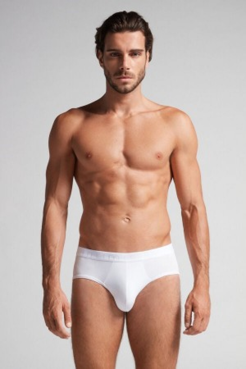 Intimissimi Microfiber Briefs with Logo Detail Wit | PNLQX99440