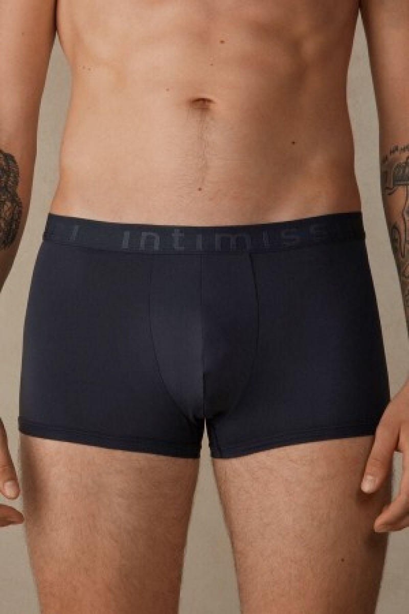 Intimissimi Microfiber Logo Boxer Shorts Blauw | LNLSX77236