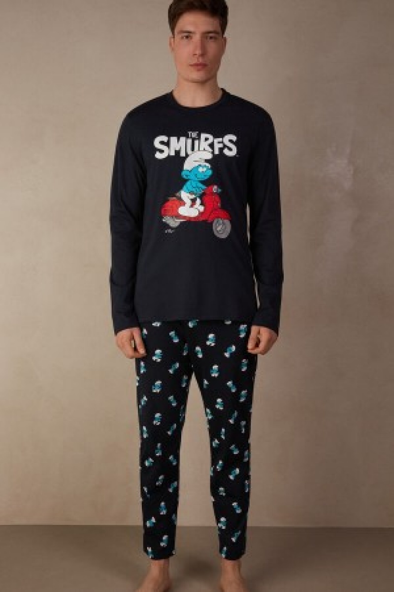 Intimissimi Smurfs Full Length Katoenen Pajamas Blauw | QNLWA28769