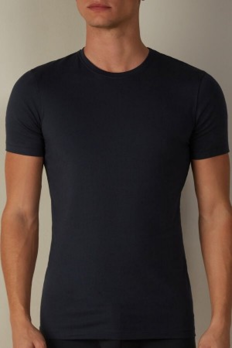 Intimissimi T-shirt in Stretch Supima® Katoenen Blauw | DNLVO53551