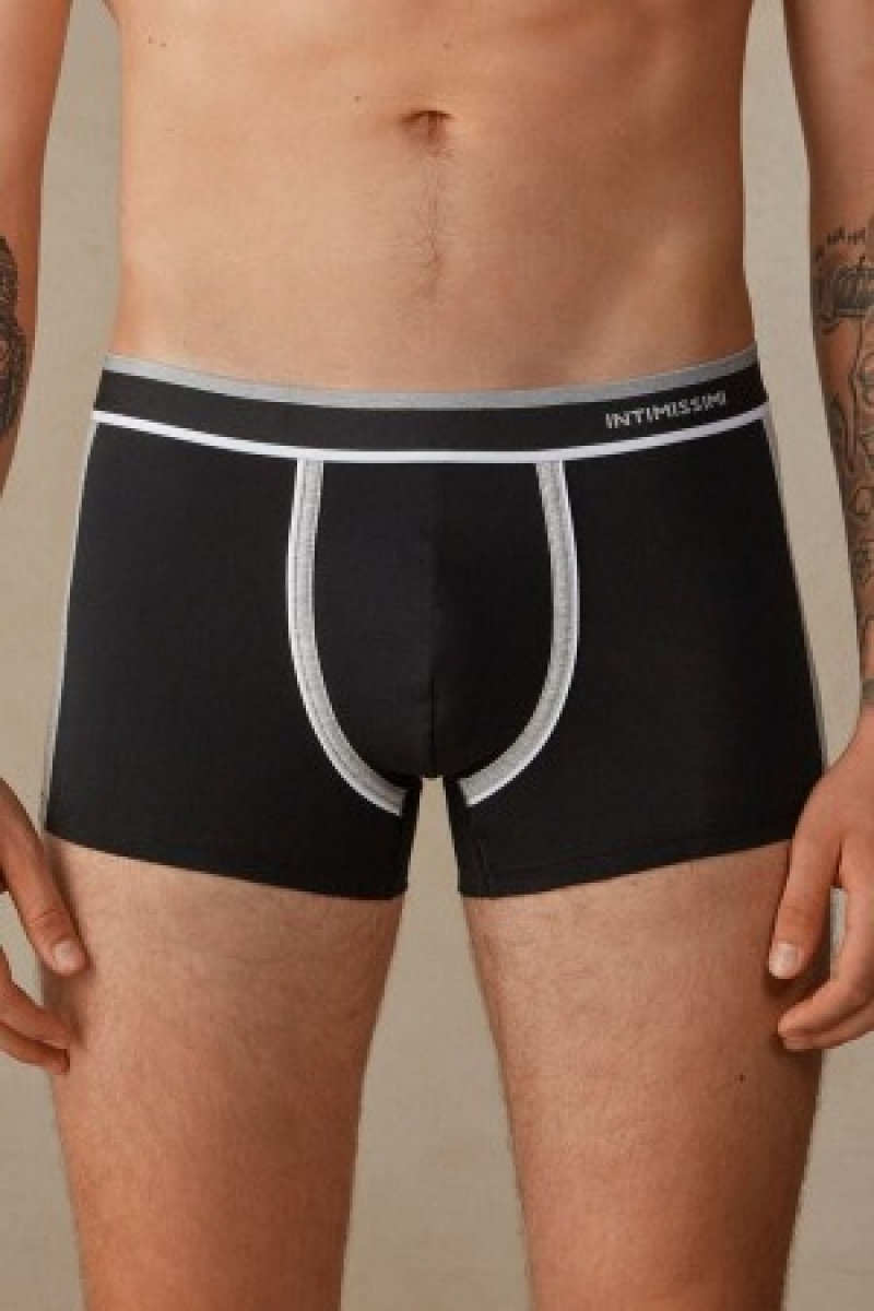 Intimissimi Two-tone Boxers in Stretch Supima® Katoenen Zwart | BNLSO99516