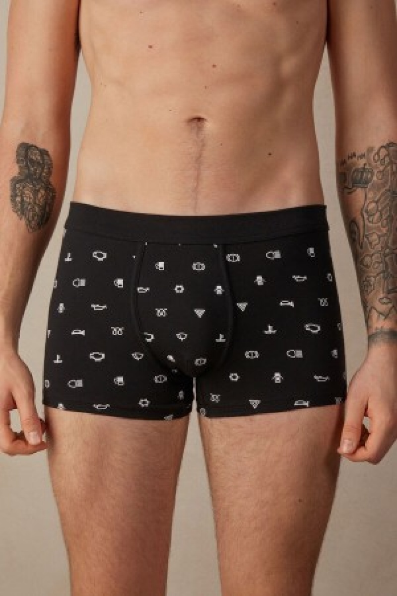 Intimissimi Dashboard Warning Light Boxers in Stretch Supima® Katoenen Zwart | QNLUV84144