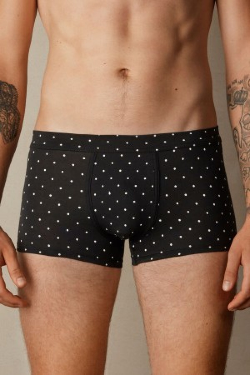 Intimissimi Dotted Boxers in Stretch Supima® Katoenen Zwart | ANLWC52876