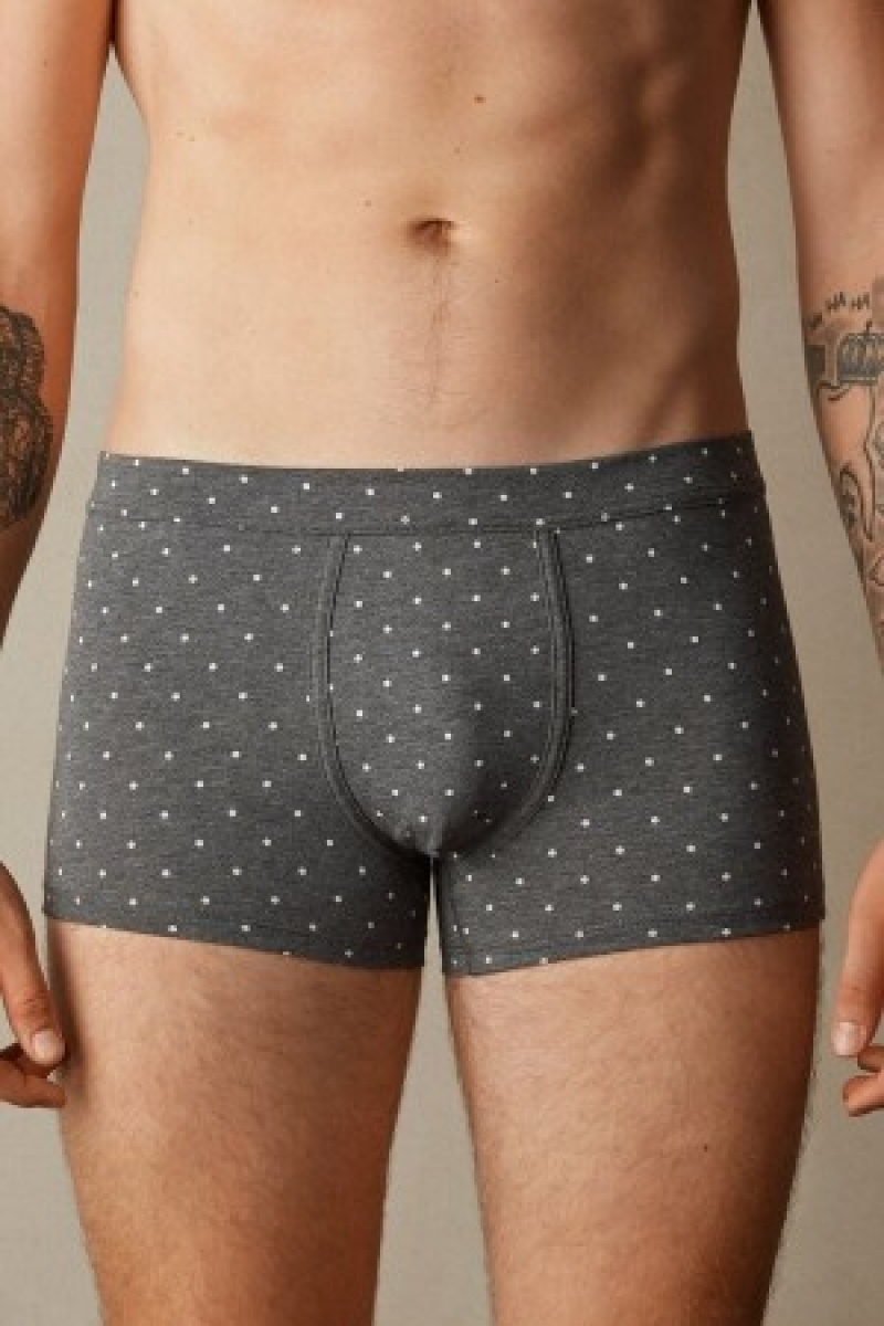 Intimissimi Dotted Boxers in Stretch Supima® Katoenen Grijs | XNLBH92523