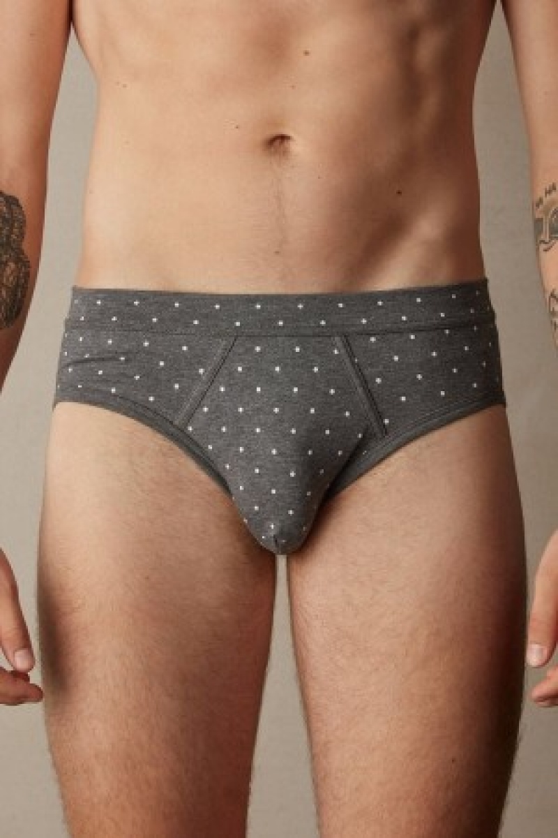 Intimissimi Dotted Briefs in Stretch Supima® Katoenen Grijs | XNLGW54041