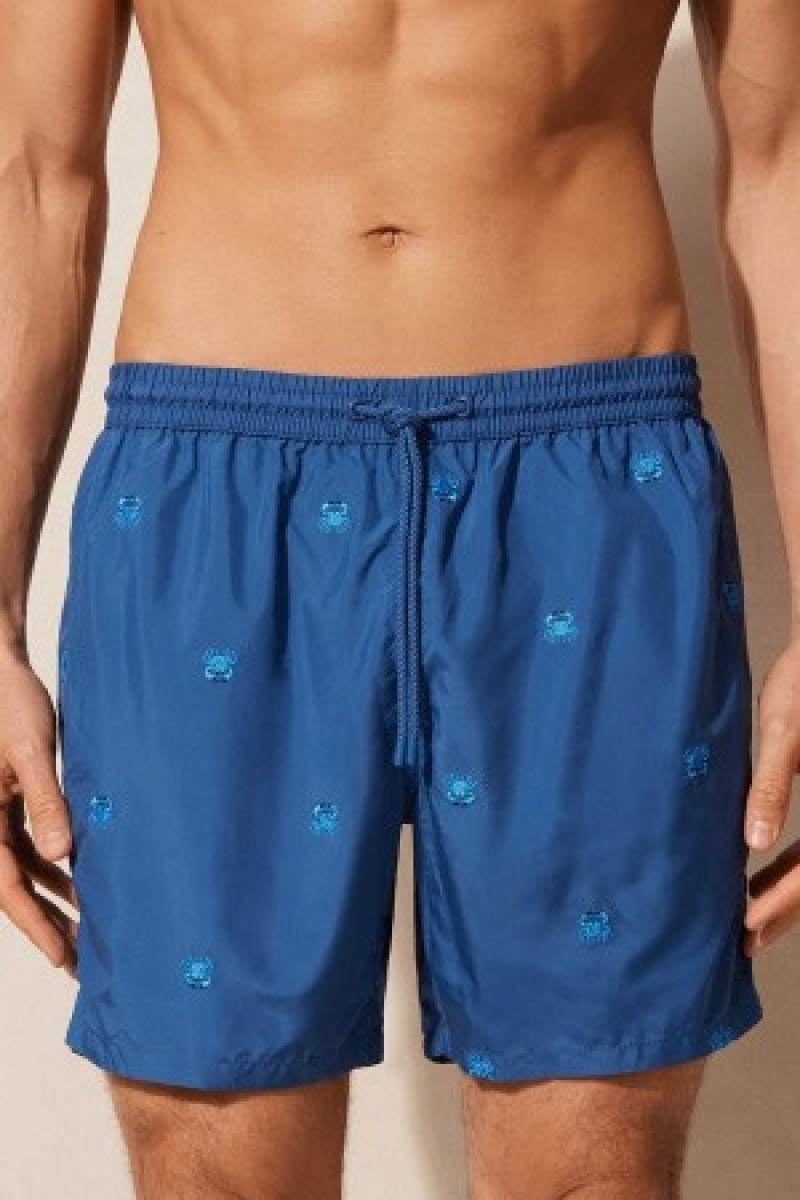 Intimissimi Embroidered Crab Swim Trunks Blauw | NLZDE12909