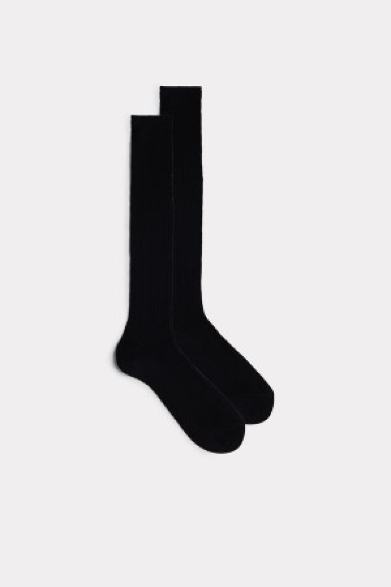 Intimissimi Hoge Geribbeld Egyptian Katoenen Socks Zwart | GNLEC29647