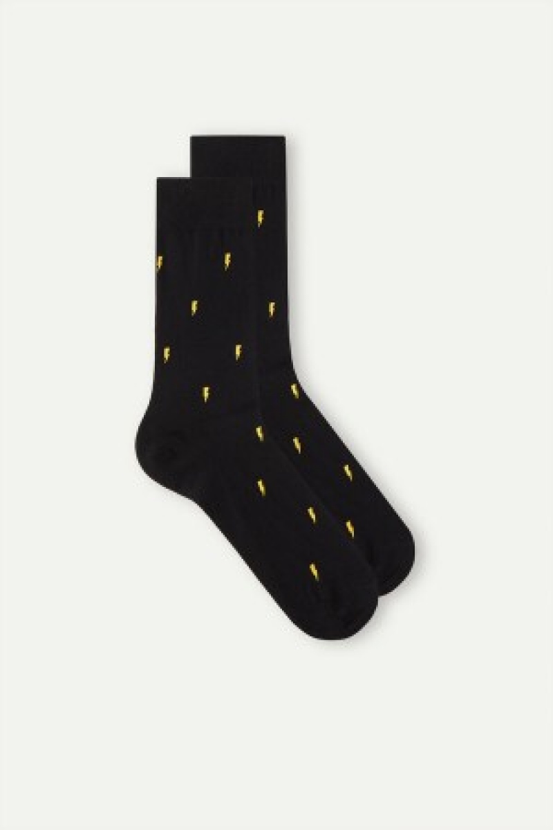 Intimissimi Kort Socks in Patterned Katoenen Zwart | YNLVQ73685