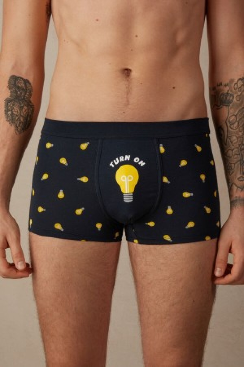 Intimissimi Light Bulb Boxers in Stretch Supima® Katoenen Blauw | GNLEC74806